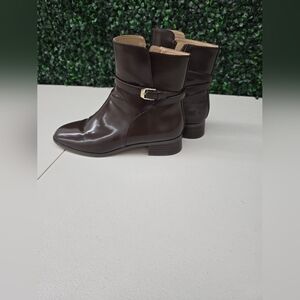Ann Taylor - Box Leather Buckle Ankle Booties - Used